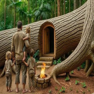El padre viudo halló con sus hijos una casa en un tronco gigante, pero algo allí cambió su destino…