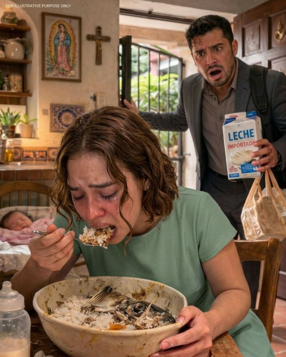 Le doy a mi madre 1.5 millones de pesos al mes para que cuide de mi esposa después de que da a luz. Pero cuando llegué a casa inesperadamente temprano, la encontré comiendo a escondidas un tazón de arroz echado a perder mezclado con cabezas y espinas de pescado. Lo que pasó después fue aún más aterrador…