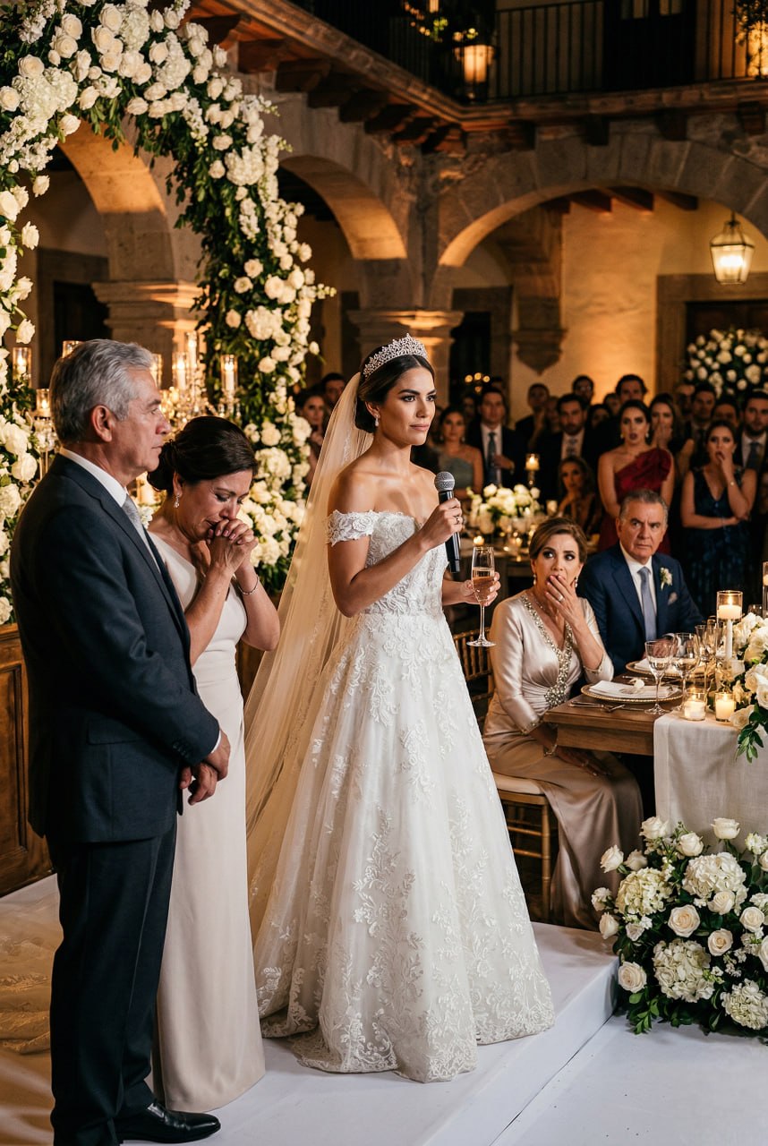 La noche que debía convertirme en esposa de un apellido poderoso, descubrí que para ellos mis padres sólo eran un estorbo con “olor a barrio”. Sonreí, pedí el micrófono y frente a doscientas personas convertí la boda del año en la caída pública de una familia clasista. Lo que nadie imaginó fue que ese escándalo sería apenas el comienzo de mi verdadera victoria.