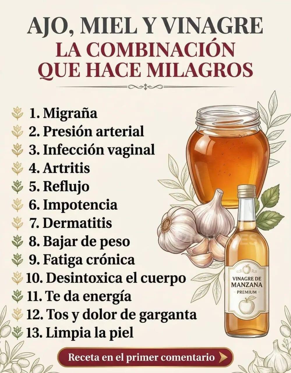 Mezcla vinagre ajo y miel