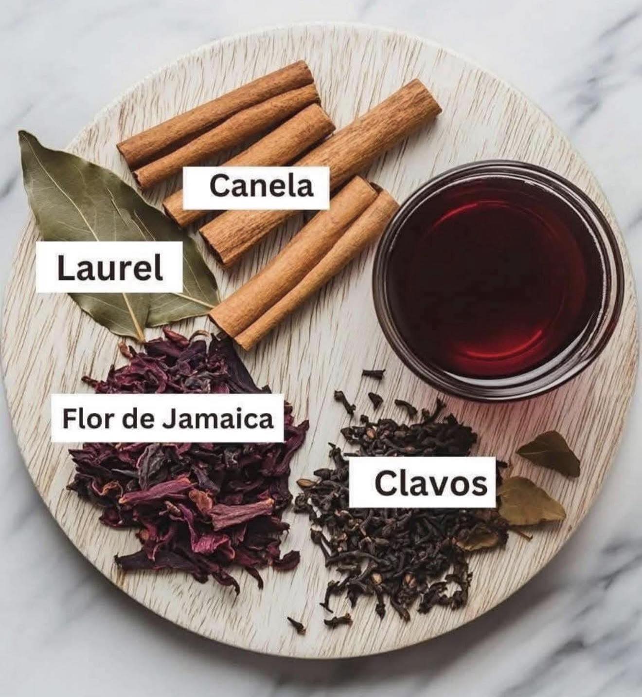 Mezcla flor de jamaica, laurel y canela