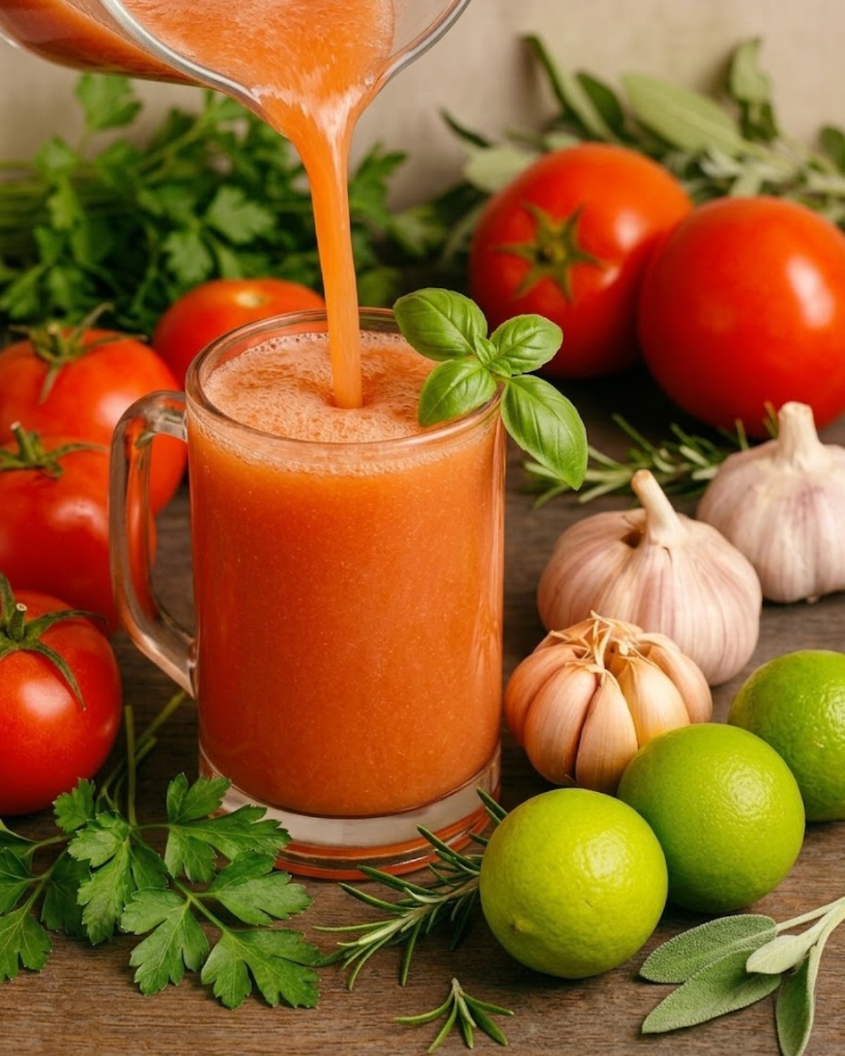 Jugo natural de tomate, ajo y limón para limpiar la próstata y los riñones