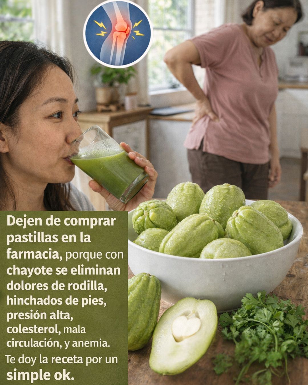 Jugo y té de chayote: la solución natural contra la inflamación y el dolor