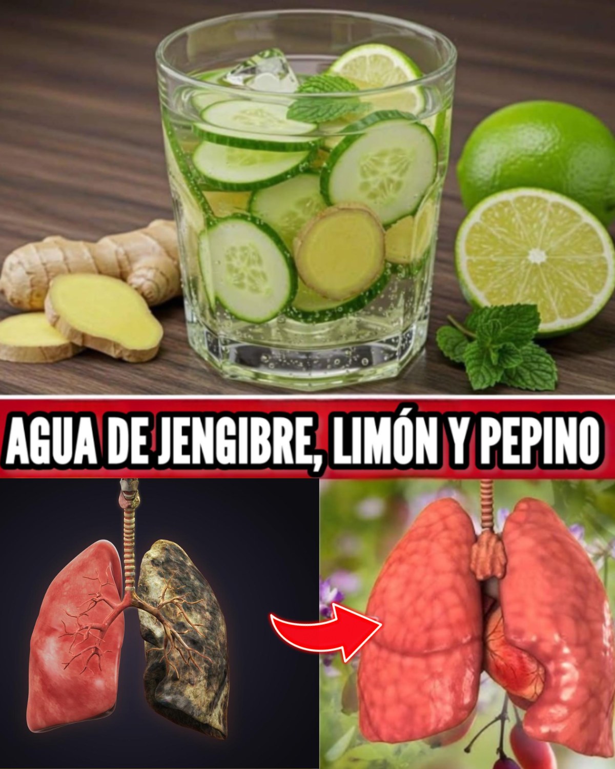 Agua con jengibre, pepino y menta: bebida curativa diaria