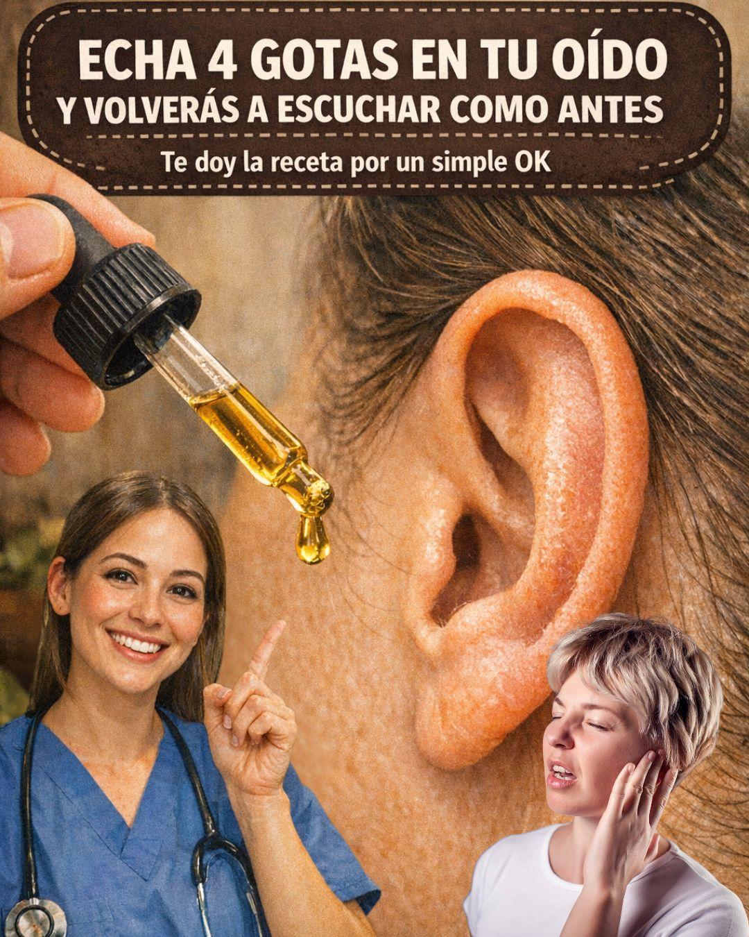 Echa 4 gotas en tu oído, y volverás a escuchar como antes. Te doy la receta por un simple OK. Receta en el primer comentario.