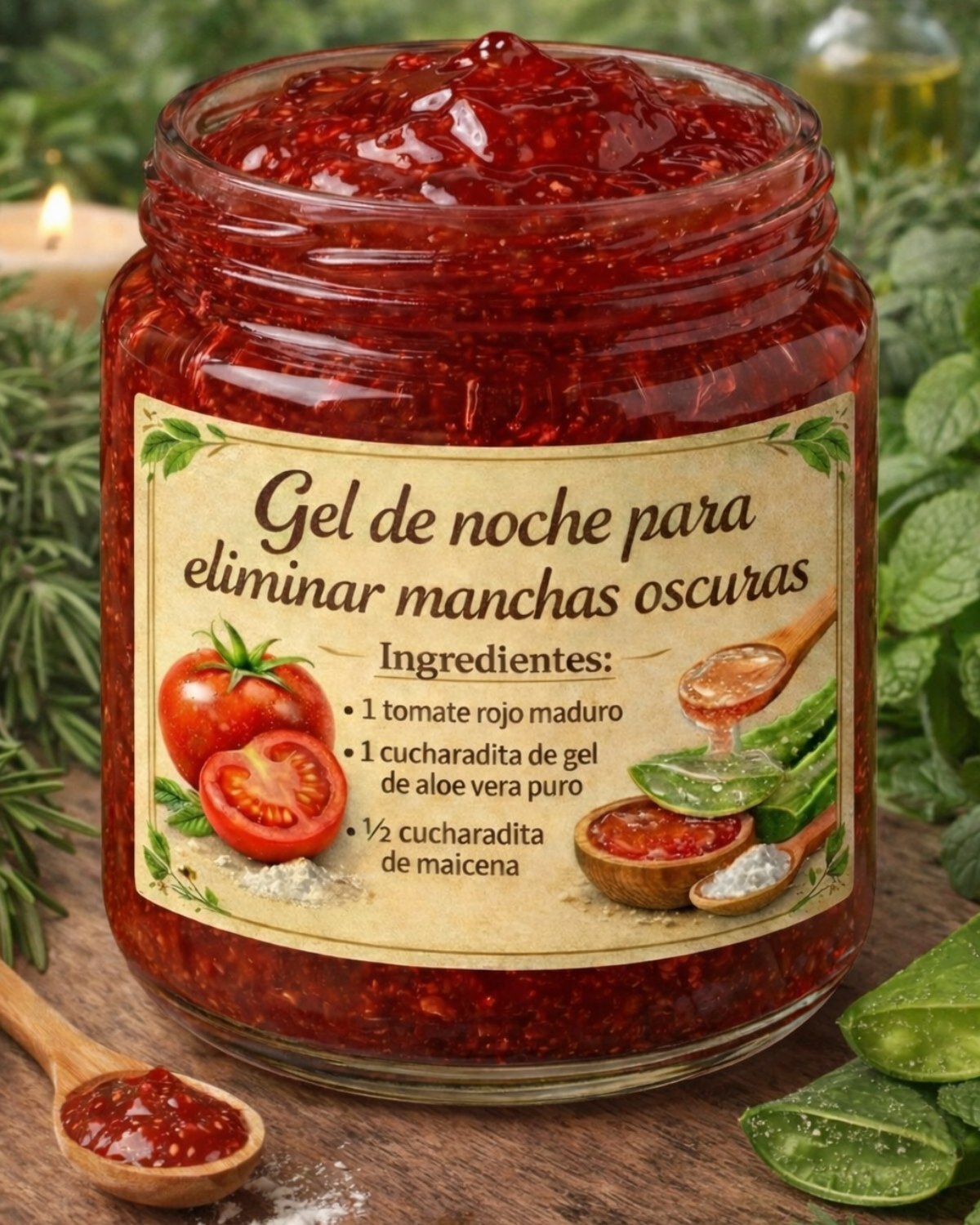 Gel nocturno de tomate para aclarar la piel de manera natural