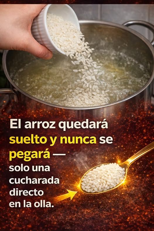 El arroz quedará suelto y nunca se pegará — solo una cucharada directamente en la olla