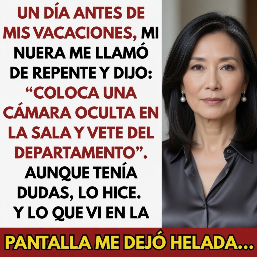 “Coloca una cámara oculta en la sala y vete del departamento”, me dijo mi nuera y esto sucedió.