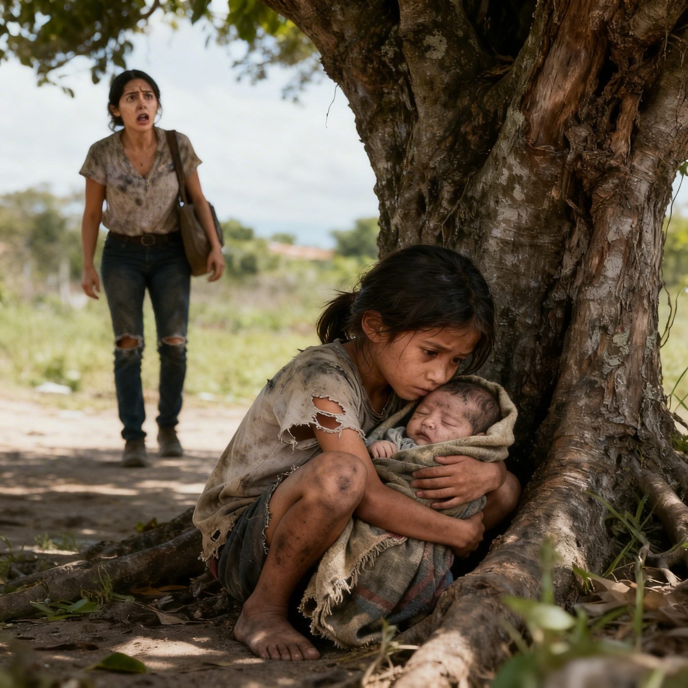 Tan pronto como volví del trabajo, vi a mi hija de siete años llevando a su hermano pequeño sola en el bosque detrás de nuestra casa. Estaba herida con cortes por todo los brazos, exhausta y temblando, pero aún se negaba a dejarlo.
