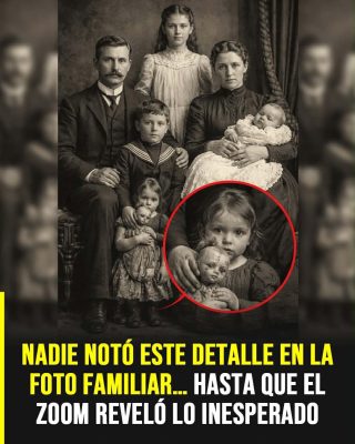 La inquietante foto familiar que llamó la atención por un detalle en los ojos de un muñeco