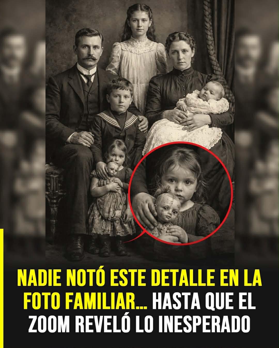 La inquietante foto familiar que llamó la atención por un detalle en los ojos de un muñeco