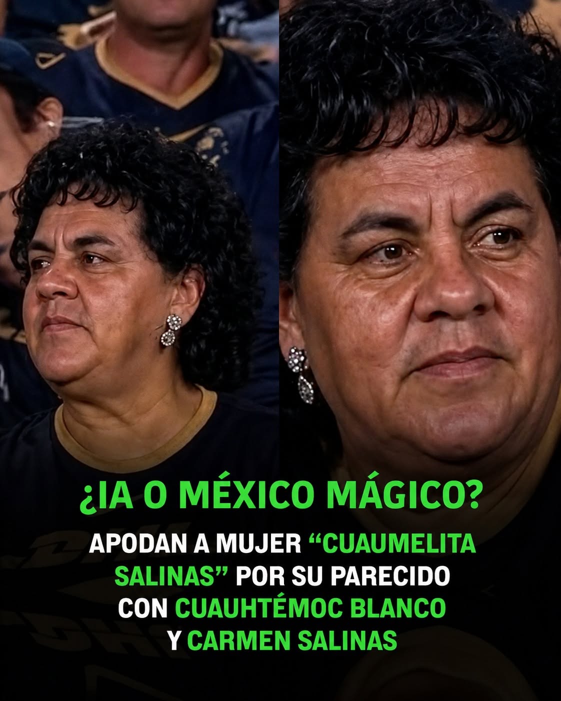 “Cuaumelita Salinas”: fanática del Pumas se vuelve viral por su parecido con Cuauhtémoc Blanco y Carmen Salinas