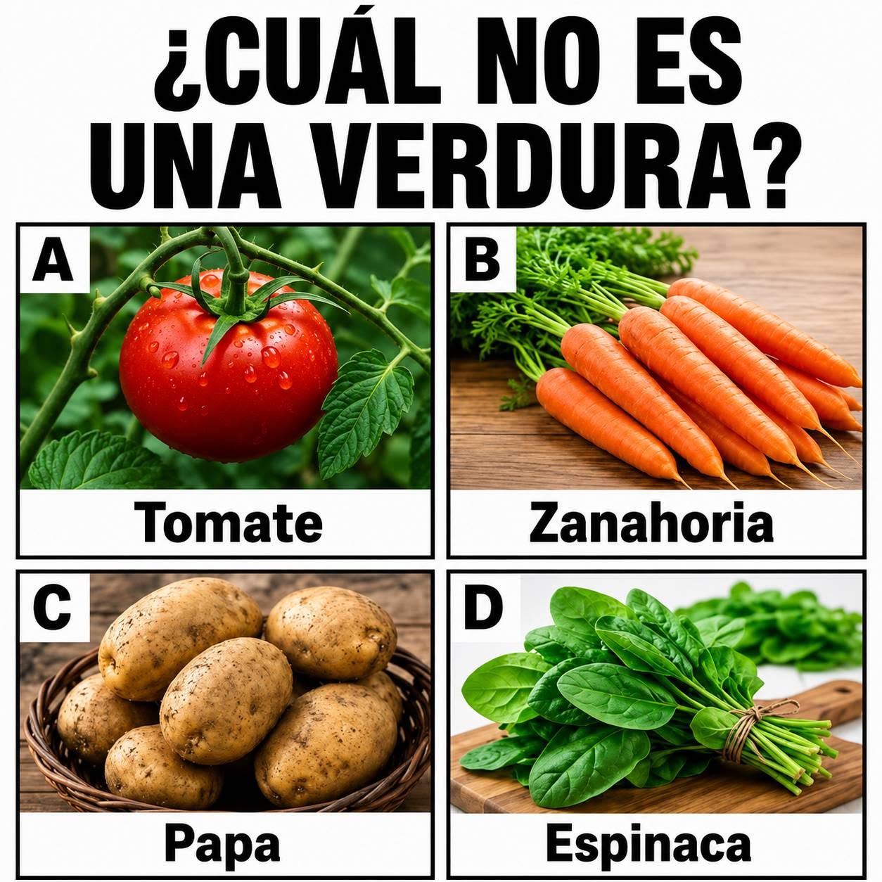 ¿Cuál de estos no es realmente una verdura? La mayoría responde mal en su primer intento.