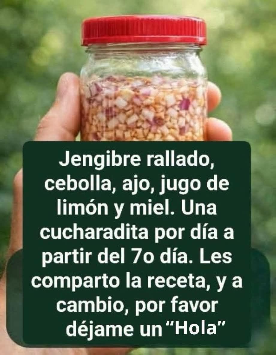Jengibre rallado, cebolla, ajo, jugo de limón y miel.