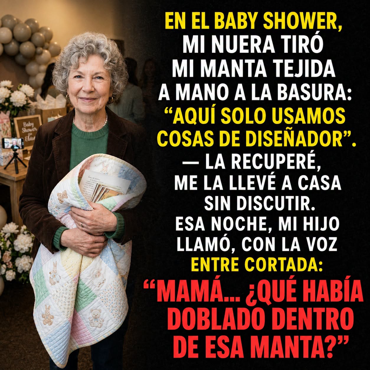 Mi nuera tiró a la basura la manta para bebé que tejí a mano… pero cuando mi hijo descubrió lo que había escondido dentro, rompió a llorar.