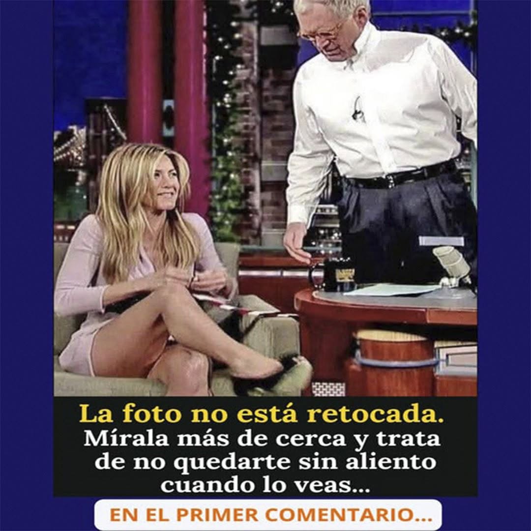 El detalle en la foto con David Letterman que incomodó a Jennifer Aniston.