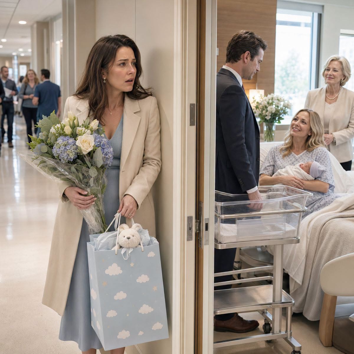 Entré al hospital para conocer a mi sobrino recién nacido, pero al llegar a la puerta de la habitación me quedé helada: mi esposo, mi hermana y mi propia madre estaban construyendo una vida secreta con el futuro que me habían robado. Creyeron que me quedaría callada… sin saber que yo ya tenía las pruebas en mis manos.