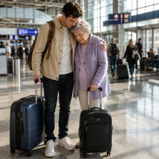 Mi abuela pagó 30,000 dólares por nuestro viaje familiar a Europa, pero en el aeropuerto mi padre dijo que su boleto “no aparecía”. Todos apartaron la mirada… y en ese instante entendí que nunca tuvieron intención de llevarla con nosotros. Así que me quedé con ella. 3 semanas después, cuando mi familia regresó, sus sonrisas se borraron al verme de pie junto a la mujer que jamás imaginaron.