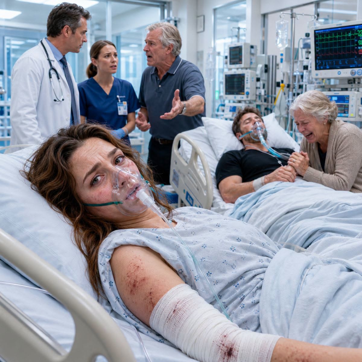 Después de que mi hermano y yo fuimos llevados de urgencia al quirófano por el mismo accidente, mis padres señalaron mi cama y ordenaron: “Sálvenlo a él primero. Ella siempre ha sido la desechable de la familia.” Mi madre incluso susurró: “Tomen de ella lo que él necesite.” Creyeron que yo estaba inconsciente, pero lo escuché todo. Entonces una mujer misteriosa entró furiosa y reveló una verdad que destruyó a mi familia antes del amanecer.