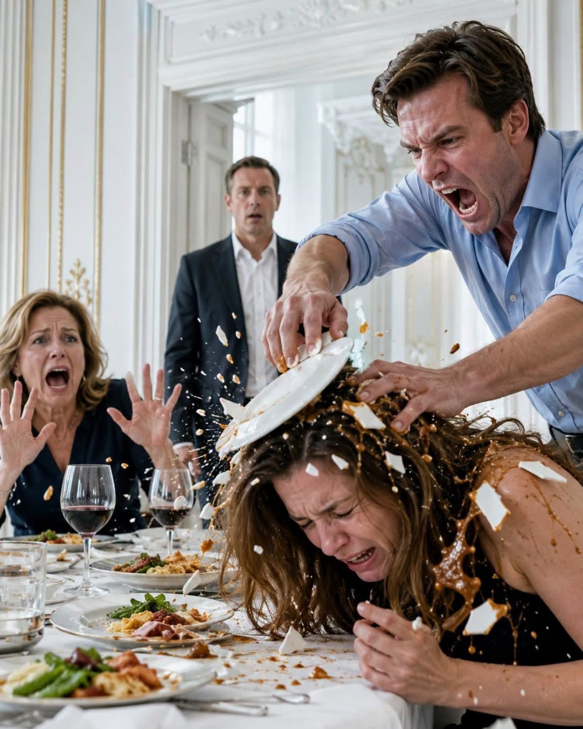 En plena cena familiar, mi esposo estalló porque me negué a poner mi departamento a nombre de su madre y darle 24 mil pesos al mes. Me rompió un plato en la cabeza frente a todos… pero cuando me levanté y dije: “No tienes idea de lo que soy capaz de hacer…”