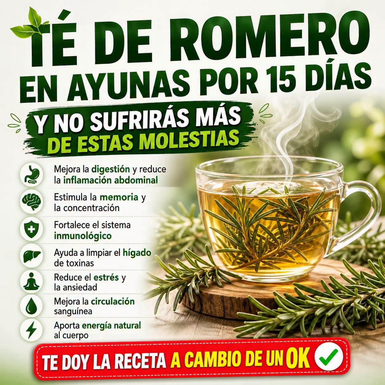 Té de ROMERO en Ayunas por 15 Días: Esto es lo que Podría Pasar en tu Cuerpo