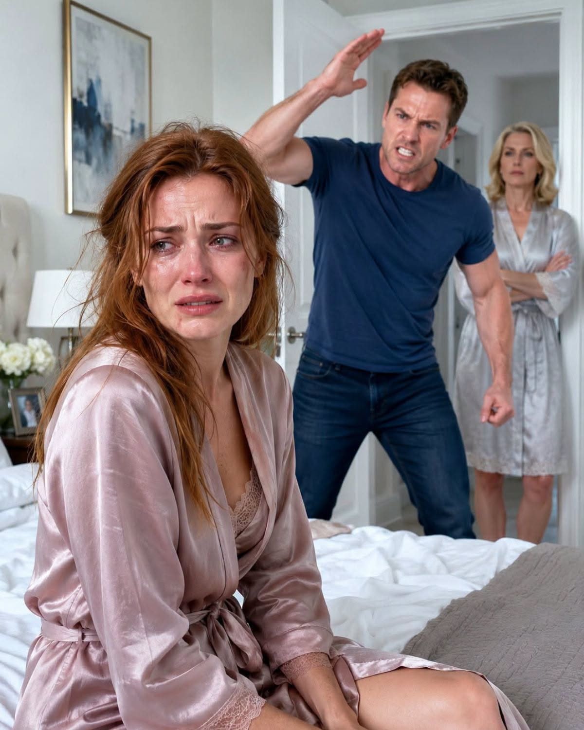 A las 3:07 de la madrugada, mi esposo me arrancó de la cama y me golpeó hasta abrirme el labio mientras su madre se reía desde la puerta. “¡Levántate, mujer inútil!”, gritó. Escapé descalza y llegué a la Fiscalía antes de desmayarme, pero ellos ignoraban que una cámara había grabado todo… y que aquel video solo era el principio de su caída.