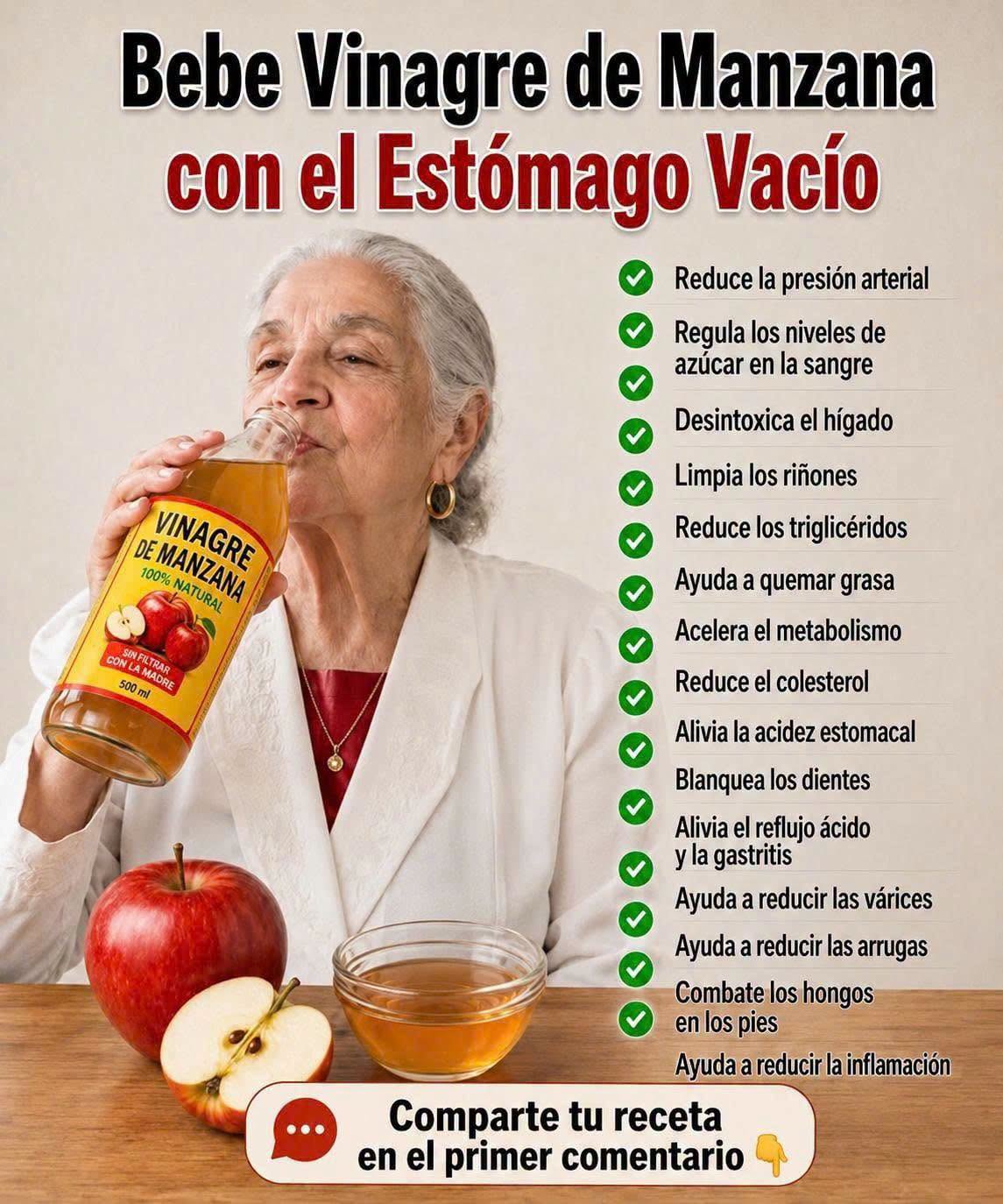 Vinagre de manzana en ayunas: secreto para una mejor circulación.