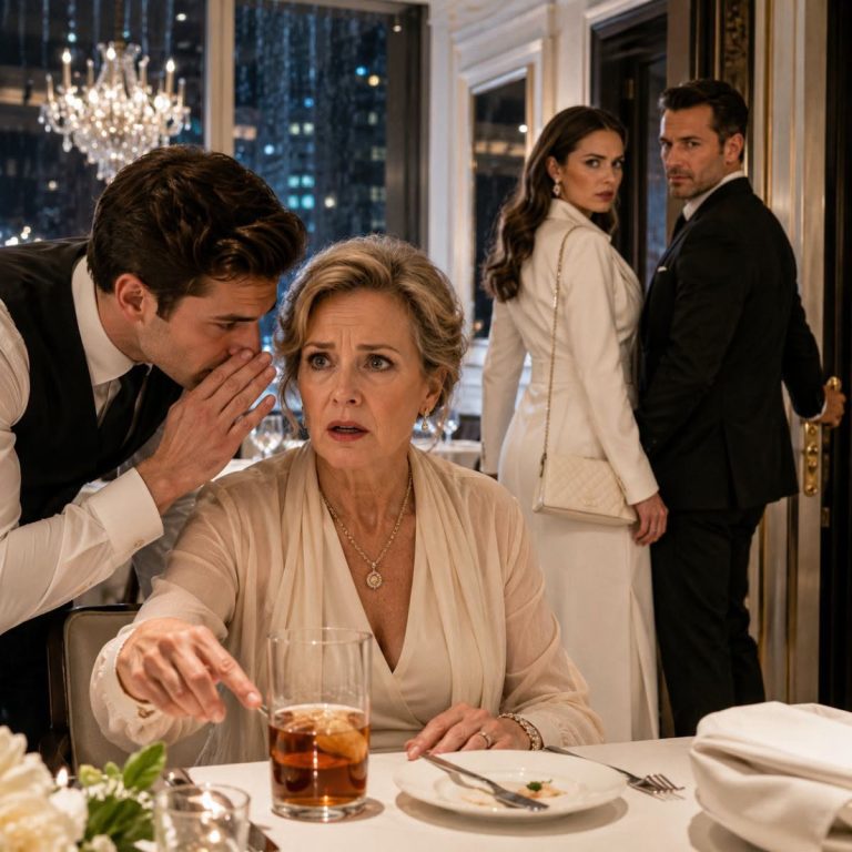 Mi yerno pagó la cena en un restaurante elegante, me apretó el hombro y dijo: “Tómese su bebida, le ayudará a dormir”. Minutos después, el mesero se acercó pálido y susurró: “Señora… no la beba. Yo vi lo que él le puso”.