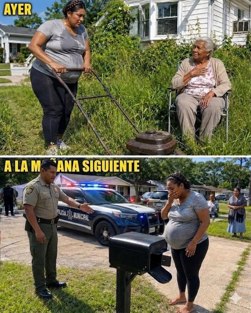 Corté el césped para la viuda de 82 años de edad, al lado, a la mañana siguiente, una She.riff me despertó con una solicitud que hizo que mi Bl.00d se enfriara