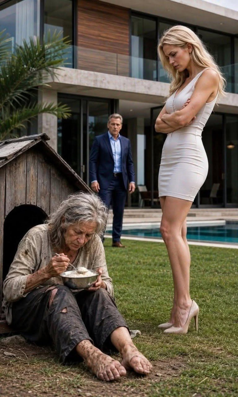 El multimillonario regresó de su viaje de negocios antes de lo previsto y descubrió que su esposa obligaba a su madre enferma a comer de un plato para perros.