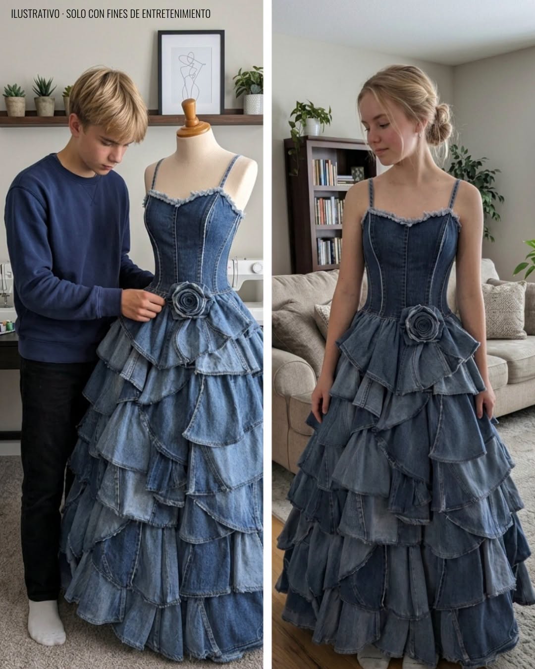 Mi madrastra se negó a darme dinero para un vestido de graduación — Mi hermano cosió uno de la colección de vaqueros de nuestra difunta madre, y lo que ocurrió a continuación la dejó boquiabierta