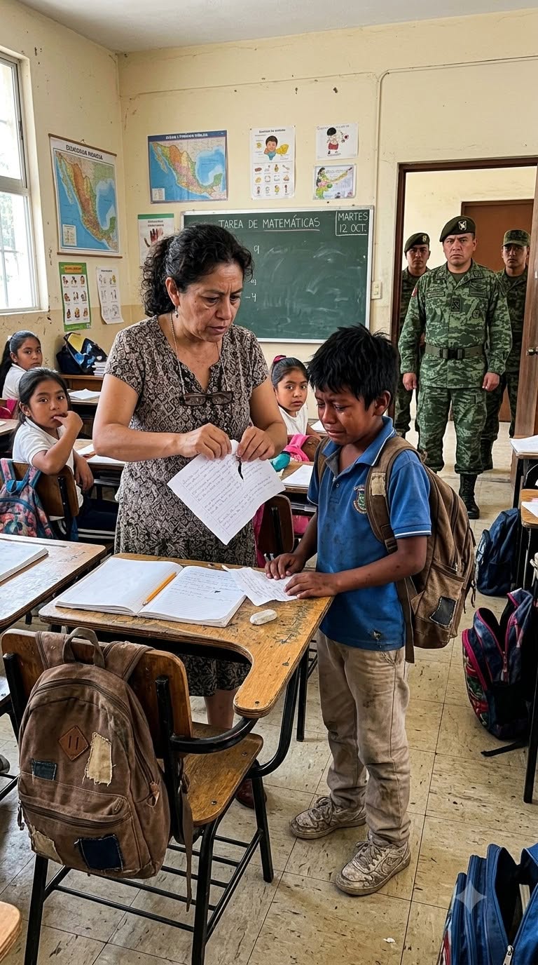 La maestra llamó mentiroso a un niño humilde… hasta que su padre entró vestido de general