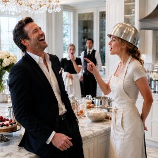 Nadie había escuchado reír al millonario en siete años, hasta que la nueva cocinera se puso un tazón de acero en la cabeza y le dijo la verdad que todos temían decirle.