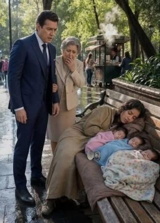 El millonario encontró a su ex durmiendo en una banca con 3 bebés… y su madre reveló la mentira que destruyó 4 años de sus vidas