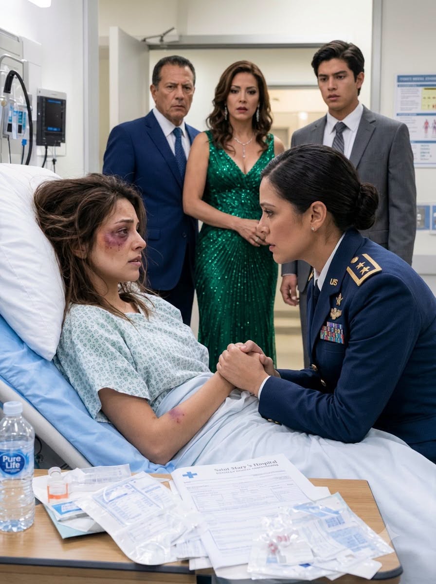 Salí antes de una ceremonia militar y encontré a mi hija temblando en Urgencias mientras su marido y su suegra sonreían en el pasillo. «Tu uniforme no nos da miedo; aquí nadie te va a creer.» No discutí: pedí el parte médico, llamé a la Policía y bloqueé cualquier contacto con ella. Entonces una enfermera me entregó el pequeño llavero que habían encontrado cosido dentro de su vestido.